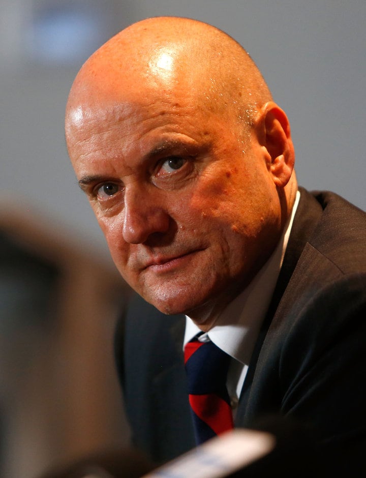 AFL 2013 Media - Melbourne Press Conference 060913 Melbourne CEO Peter Jackson addresses the media during a Melbourne Demons press conference announcing Paul Roos as the new senior coach, at the MCG, Melbourne on September 6, 2013. (Photo: Michael Willson/AFL Media)